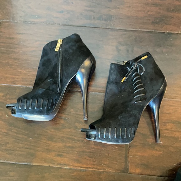 Versace black suede peep toe bootie - Picture 3 of 12